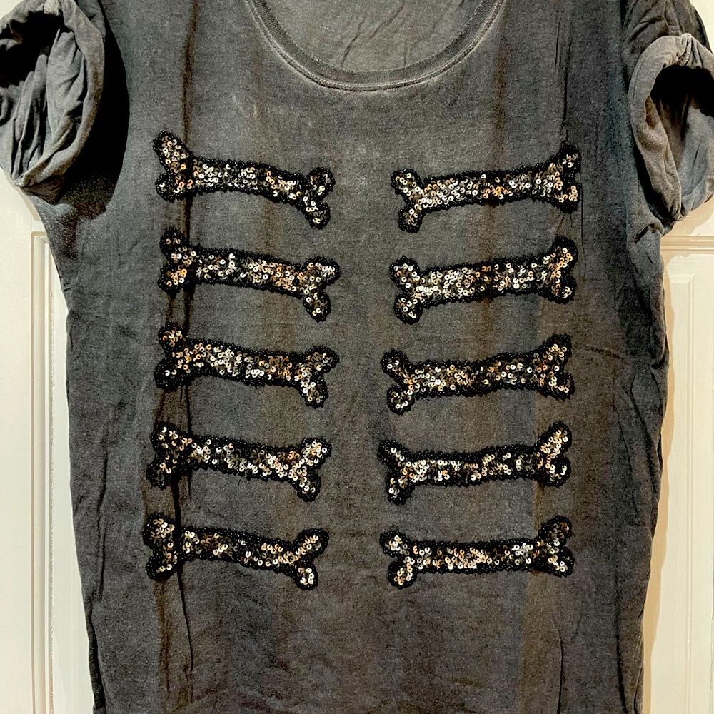 Zara grey sequined T-shirt size M